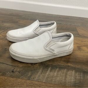 Vans White Leather classic Slip-On women 5 men 3.5 Shoes